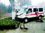 事故现场，救护车撞到树上。(目击者供图) - 新浪黑龙江